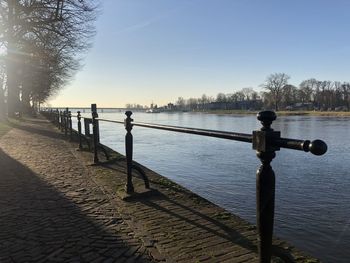 Scenic view of river against clear sky