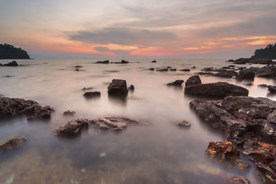 Scenic view of sea against sky during sunset