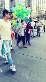 Woman standing on street