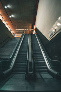 High angle view of escalator in subway