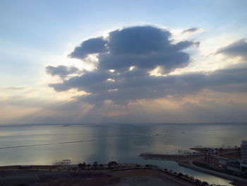 Scenic view of sea against sky at sunset