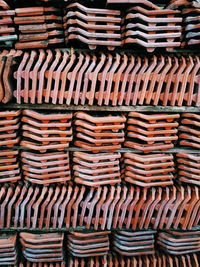 Full frame shot of stack of firewood