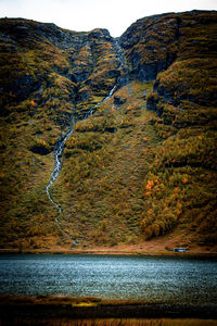 Scenic view of lake by mountain