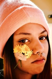 Close-up portrait of a beautiful young woman