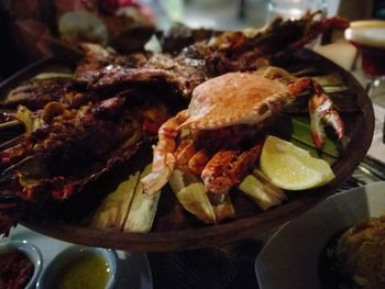 Close-up of seafood in plate