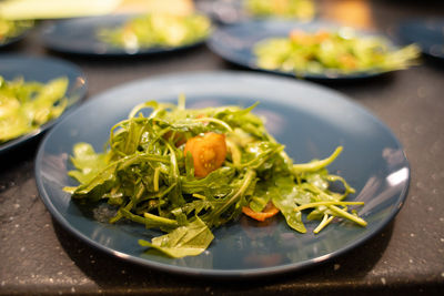 High angle view of meal served in plate