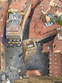 High angle view of buildings in city