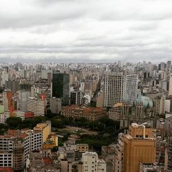 High angle view of cityscape against sky