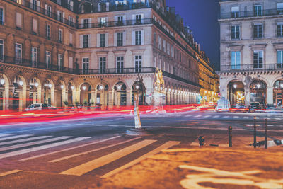 Light trails on city street