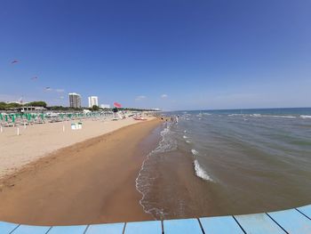 Panoramic view of beach against clear sky