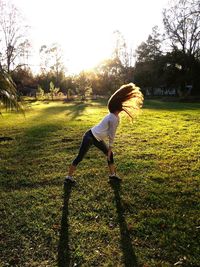 Boy playing on grass