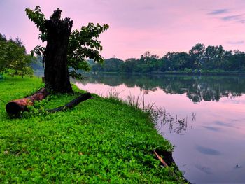 Scenic view of lake against sky