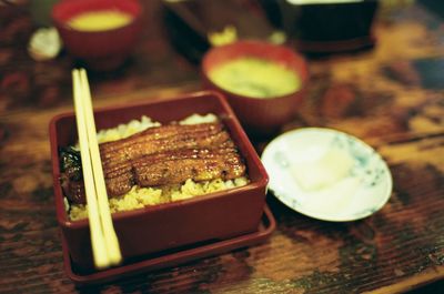 Close-up of food on table