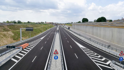 High angle view of highway in city