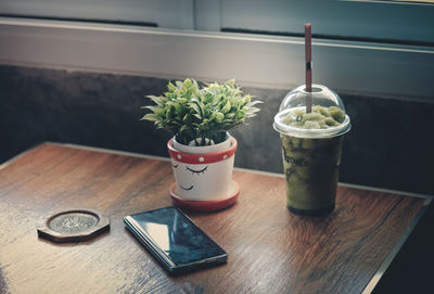 Close-up of tea cup on table