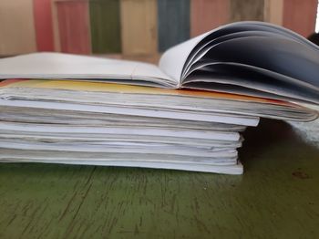 Close-up of books on table