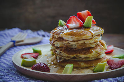 Close-up of dessert in plate on table