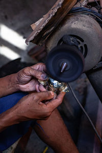 Cropped image of man working in workshop