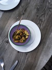 Directly above shot of food in bowl