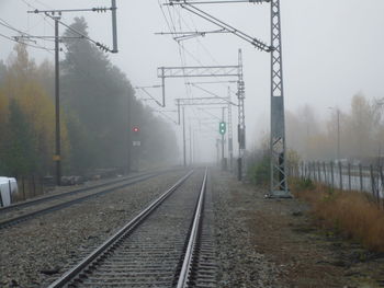 Railroad tracks amidst trees against sky