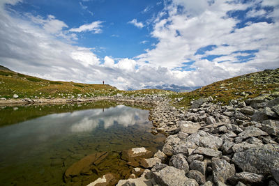 Scenic view of lake against sky