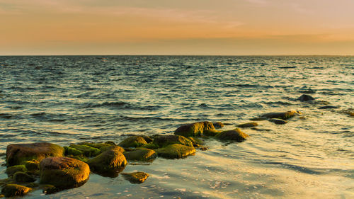 Scenic view of sea against sky during sunset