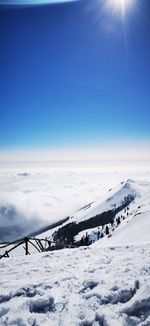 Scenic view of snow covered mountain against sky