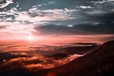 Scenic view of dramatic sky during sunset