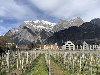 Scenic view of mountains against sky