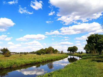 Scenic view of little river against sky