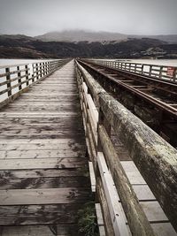 Surface level of boardwalk over sea