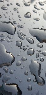 Full frame shot of raindrops on snow