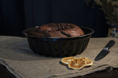 Close-up of dessert in bowl on table