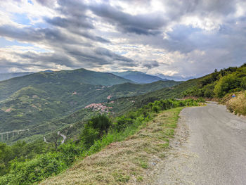 Italy, liguria landscape with mountains trees and villages of the village of vellego