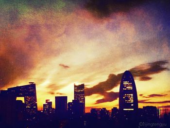 Low angle view of modern buildings against sky