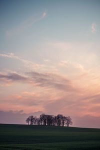 Scenic view of field against sky during sunset