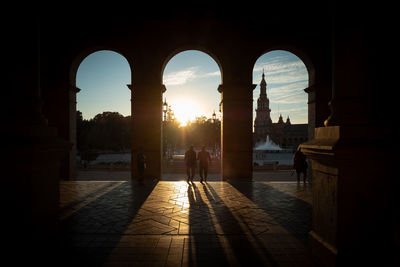 Silhouette of buildings at sunset