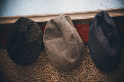 High angle view of shoes on floor at home