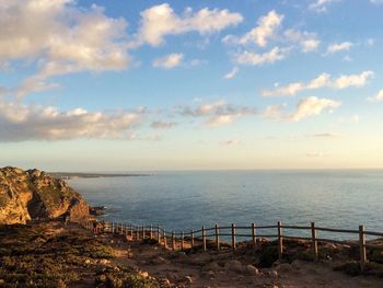 View of sea against cloudy sky