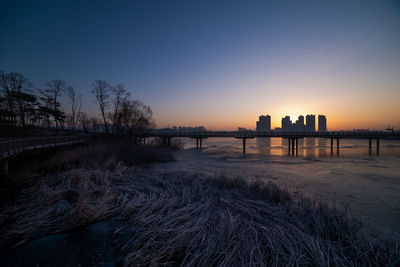 Sunrise on the winter lake