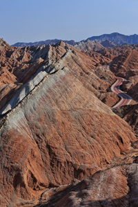 0857 sandstone and siltstone landforms of zhangye-danxia nnal.geological park. zhangye-gansu china.