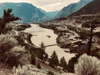 Scenic view of mountains against sky fraser river canyon