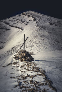 Scenic view of snow covered land