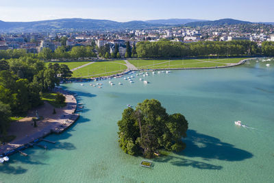 High angle view of sea against sky