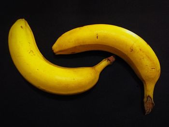 High angle view of yellow fruit against black background