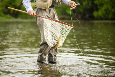 Catching a trout on a southeastern river