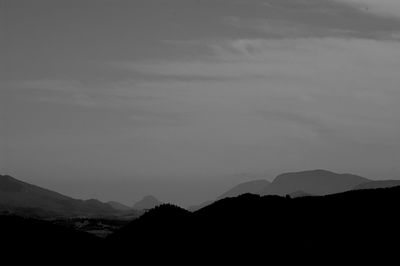 Silhouette mountain range against sky