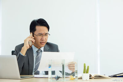 Man working on table