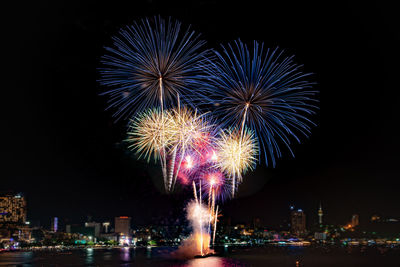 Firework display at night