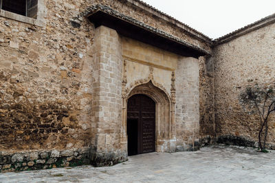Entrance to collegiate church of the assumption in pastrana. exterior view.